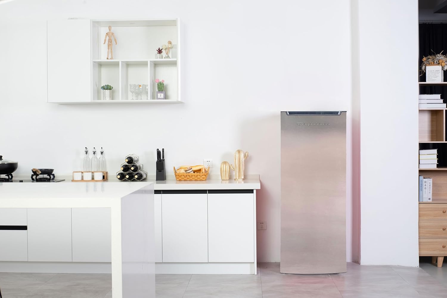 Frigidaire Upright Freezer, 6.5 cu. ft., Deep Freeze, Vinyl Coated Metal with Wire Shelving, Compact for Kitchen, RV, Dorm, Cabin, and Trailer, Platinum Design Series, Silver - 21D x 23W x 56H56