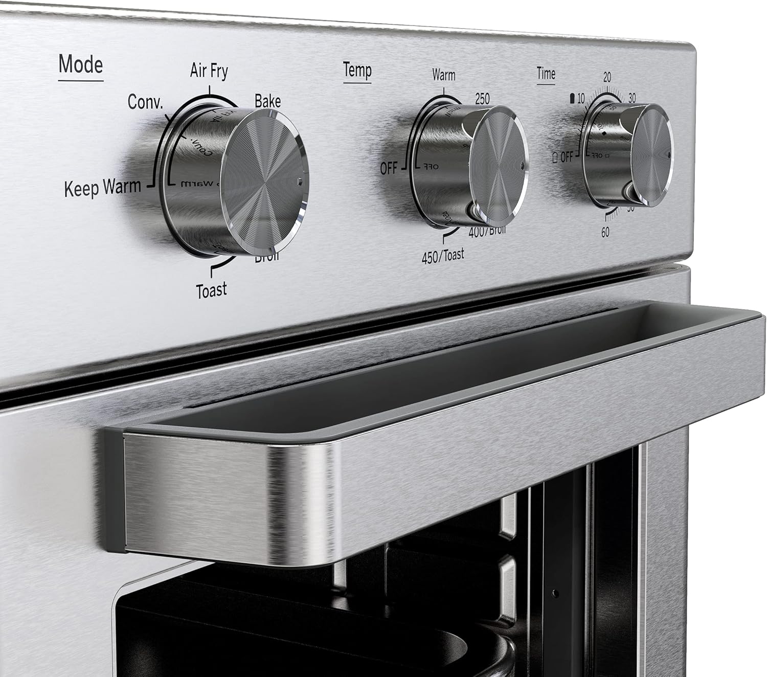 GE Mechanical Air Fryer Toaster Oven + Accessory Set Convection Toaster with 7 Cook Modes Stainless Steel4