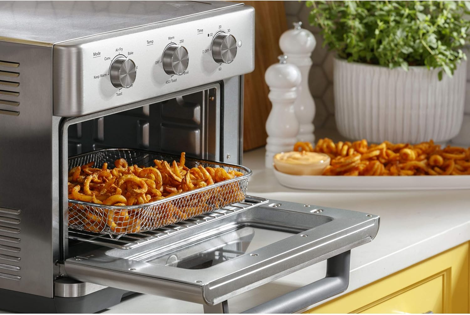 GE Mechanical Air Fryer Toaster Oven + Accessory Set Convection Toaster with 7 Cook Modes Stainless Steel9