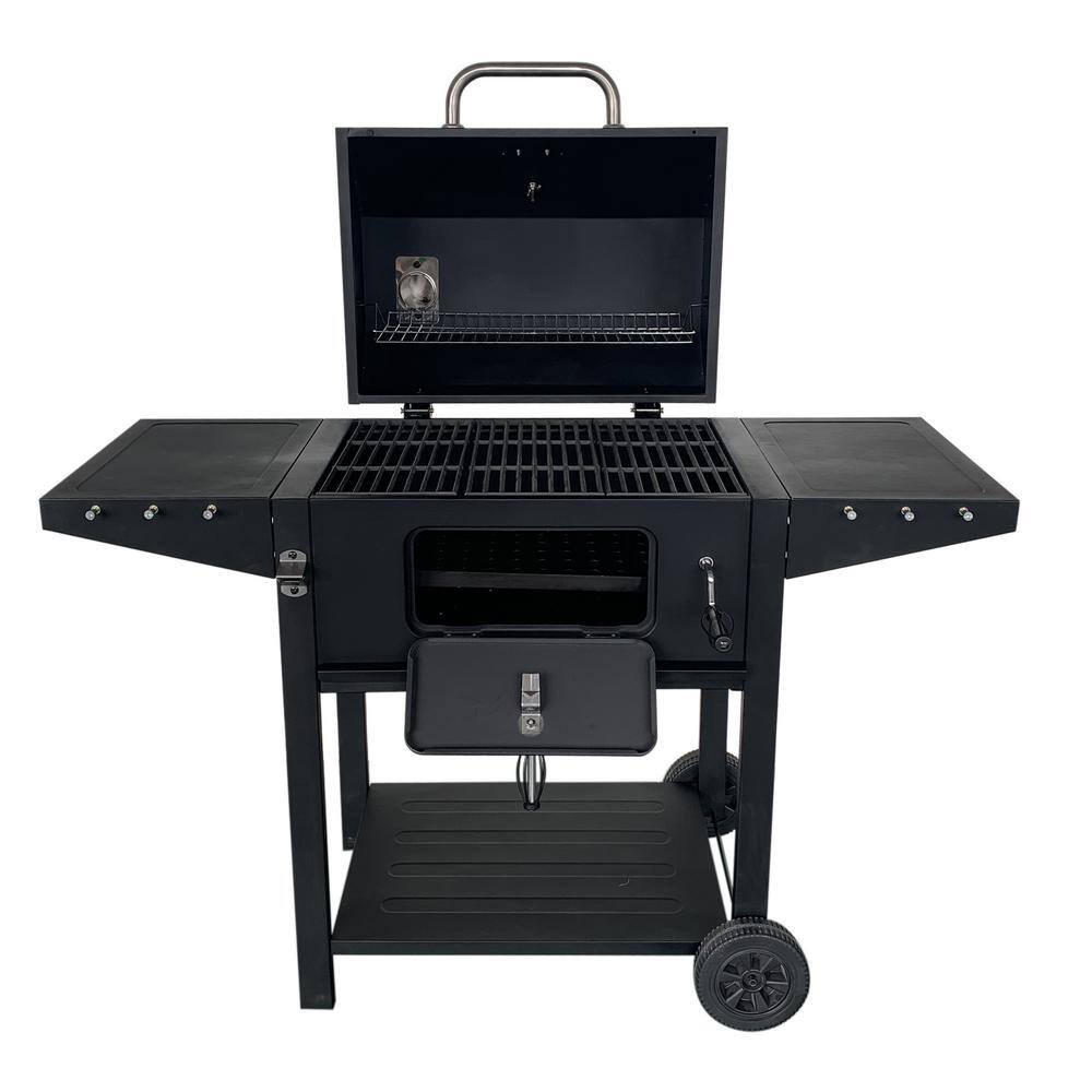 GRILLFEST 2518 Deluxe Cart Style Charcoal Grill in Black With Thermometer3