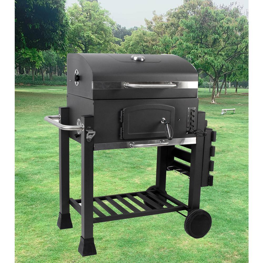 GRILLFEST SXC0546 Premium Charcoal Grill in Black with Folding shelf and built in thermometer4