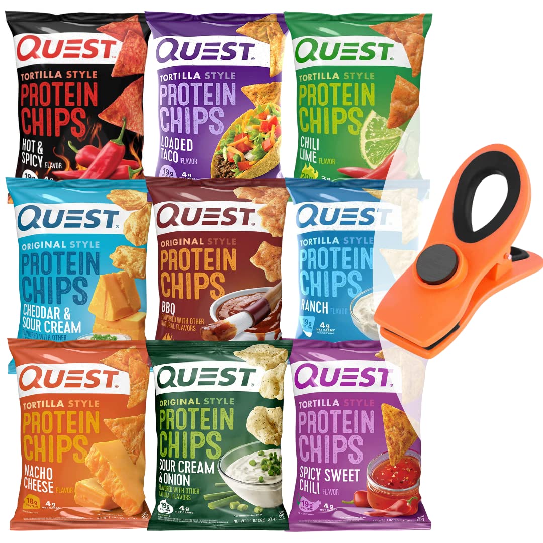 Generic 9 Pack Flavor Sampler - Quest Nutrition Tortilla Style Protein Chips, Variety Pack with USA-Supply Magnetic Chip Clip Generic 9 Pack Flavor Sampler - Quest Nutrition Tortilla Style Protein Chips, Variety Pack with USA-Supply Magnetic Chip Clip