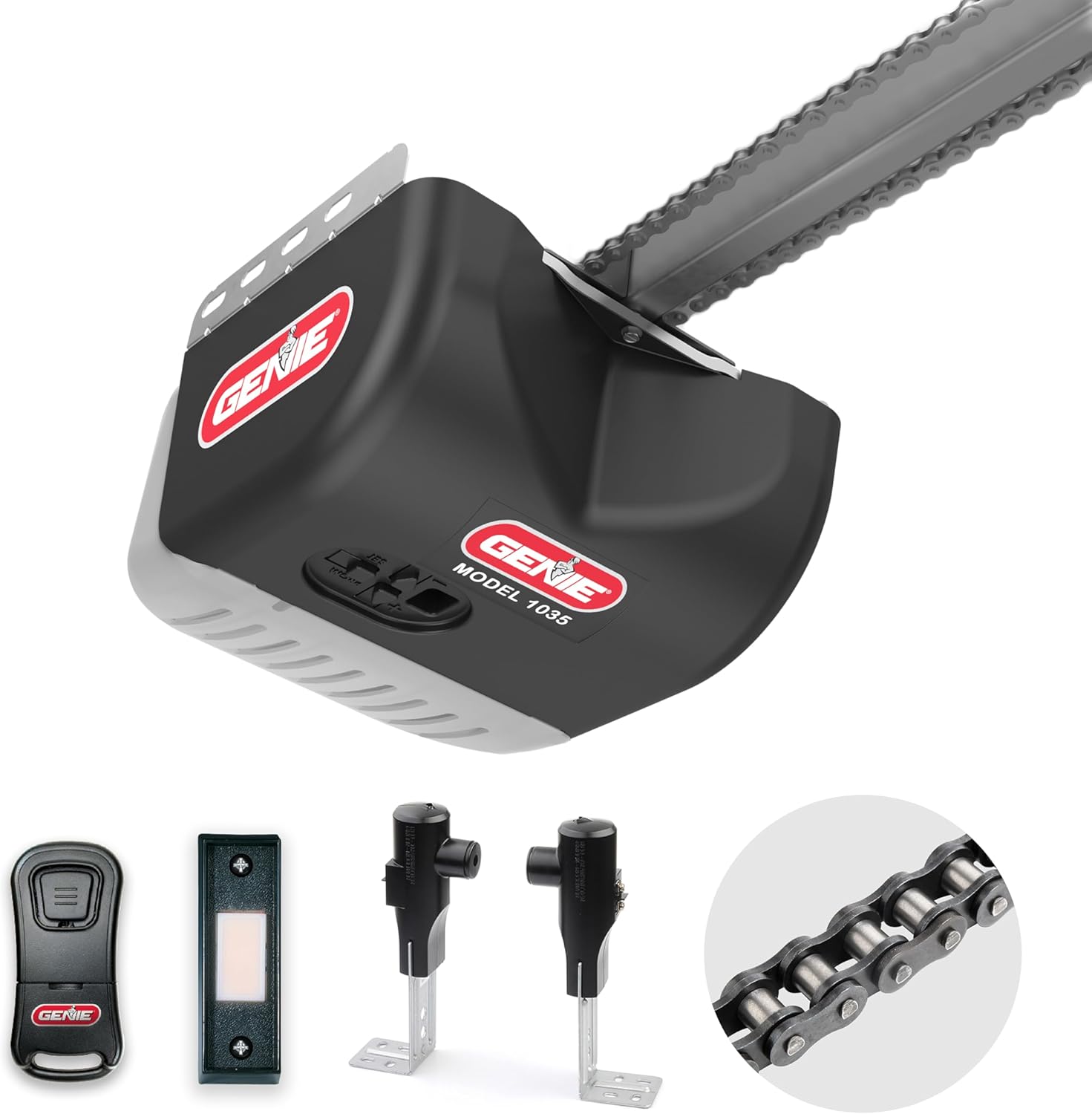 Genie Chain Drive 500 Garage Door Opener - Model 1035 - Reliable Chain Drive Garage Opener,Black Genie Chain Drive 500 Garage Door Opener - Model 1035 - Reliable Chain Drive Garage Opener,Black
