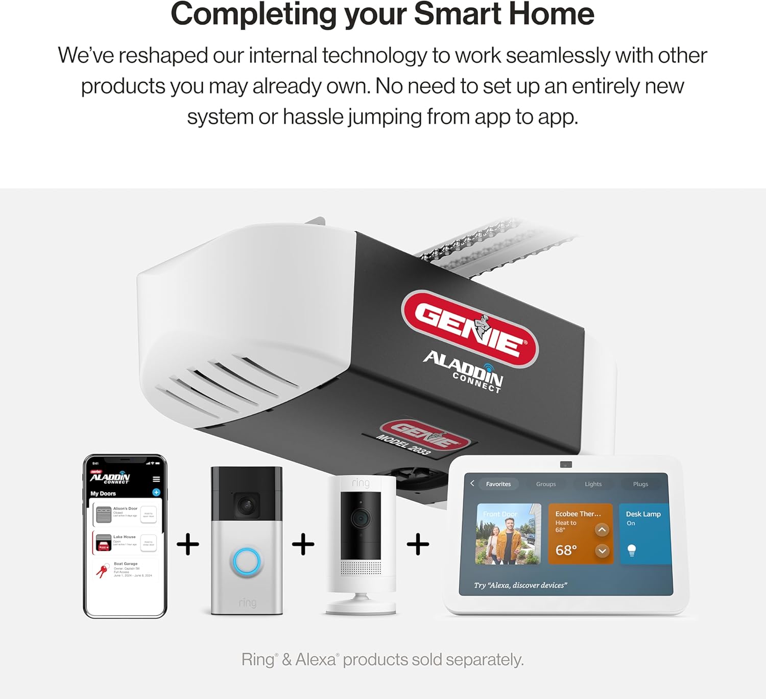 Genie Chain Glide Connect Essentials Smart Garage Door Opener - Reliable Chain Drive Opener With LED Lighting- Compatible with Alexa, SmartThings, Brilliant Smart Home2