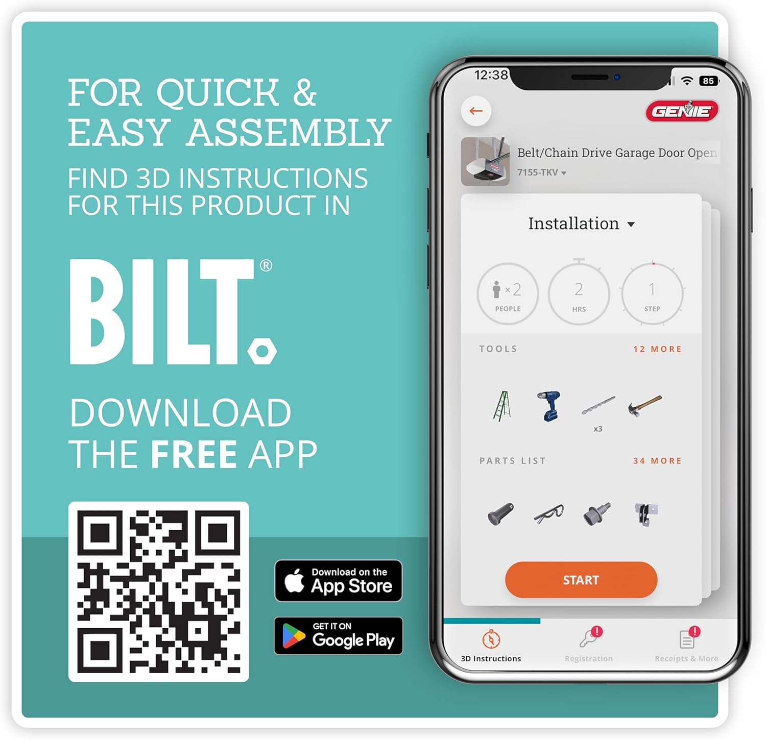 Genie StealthDrive 7155 Connect Smartphone-Controlled Belt Drive Garage Door Opener - 1 Each13