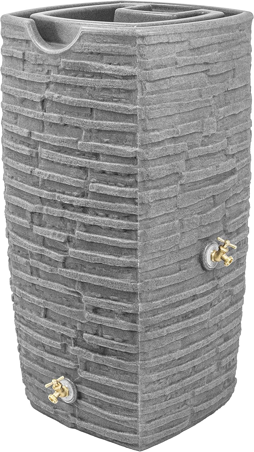 Good Ideas Impressions Riverwalk Rain Barrel with 2 Metal Spigots, 50 Gallon, Dark Granite Good Ideas Impressions Riverwalk Rain Barrel with 2 Metal Spigots, 50 Gallon, Dark Granite