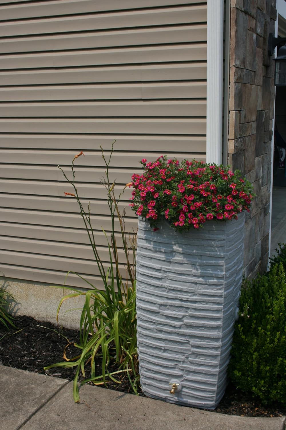 Good Ideas Impressions Riverwalk Rain Barrel with 2 Metal Spigots, 50 Gallon, Dark Granite5