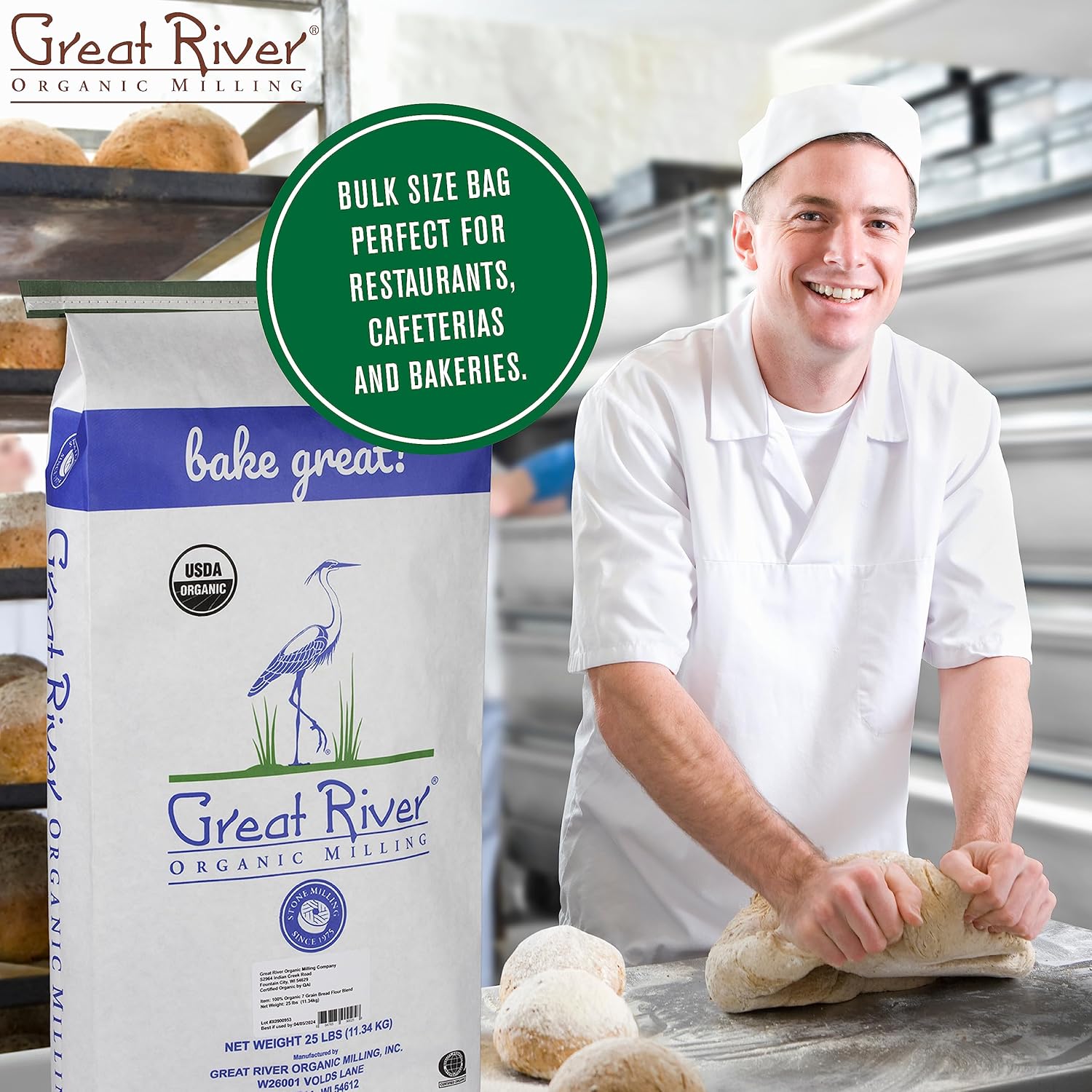 Great River Organic Milling, Bread Flour, Unbleached Wheat, Organic, 25-Pounds (Pack of 1)6