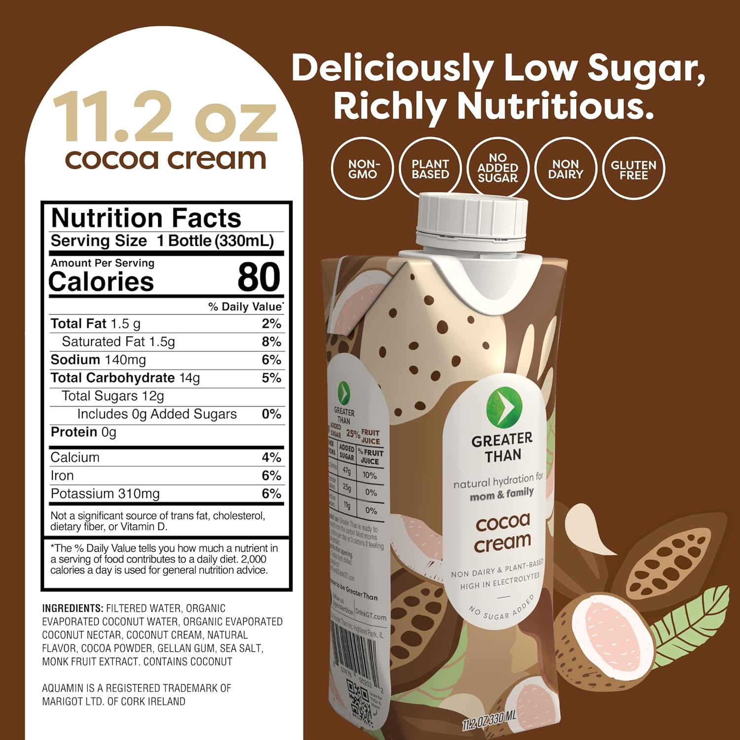 Greater Than Lactation Supplement Support, Coconut Water, Vitamins & Electrolyte Drink for Breastfeeding & Immune Support, Lactation Cookies Alt, Gluten Free, Low Sugar, 24 Pack, Cocoa Chocolate Cream7