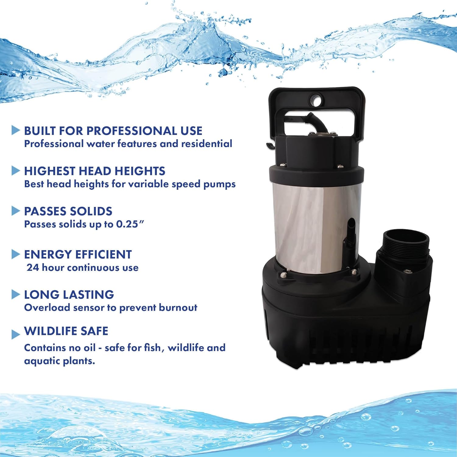 HALF OFF PONDS Pond Pulse 3,000 GPH Submersible Waterfall Pump – Hybrid Drive Pond Pump with 30' Cord – Energy Efficient, Fish Safe, 20' Max Head, for Skimmers & Large Water Features2