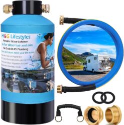 H&G lifestyles ‎Portable Water Softener for RV with Water Hose, Food-Grade Resin 3/4