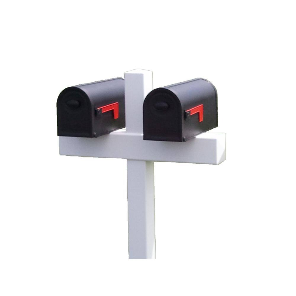 Handy Post HP-1WD 54 in. x 31 in. x 5 in. Vinyl Double Mailbox Post, White Handy Post HP-1WD 54 in. x 31 in. x 5 in. Vinyl Double Mailbox Post, White