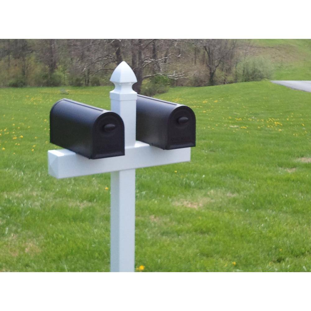 Handy Post HP-1WD 54 in. x 31 in. x 5 in. Vinyl Double Mailbox Post, White0