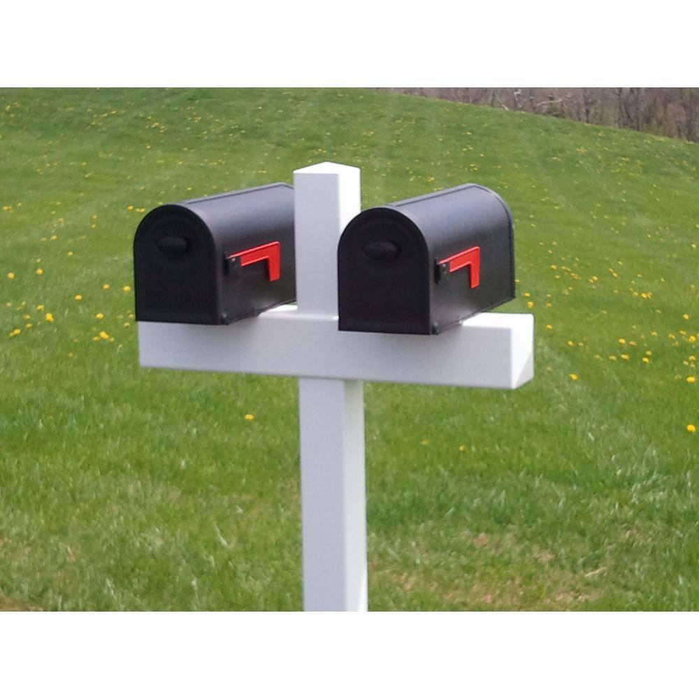 Handy Post HP-1WD 54 in. x 31 in. x 5 in. Vinyl Double Mailbox Post, White1