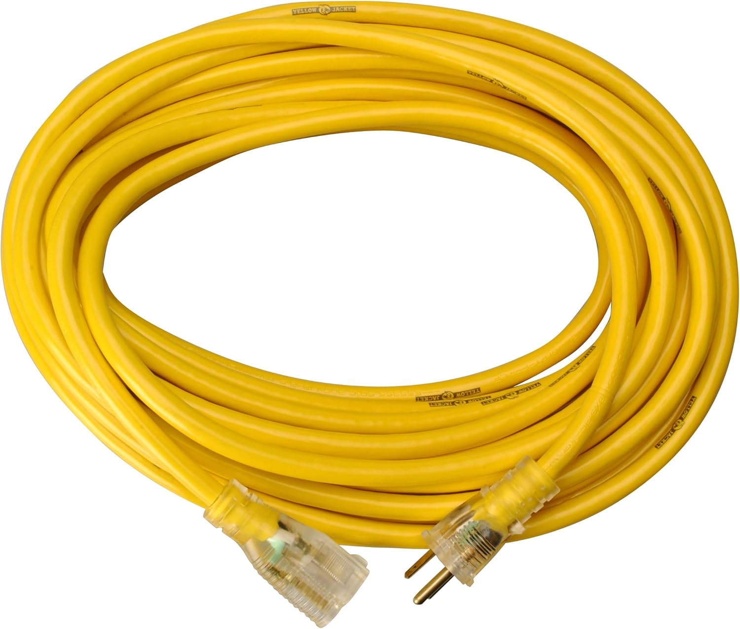Heavy Duty Extension Cord, 50Ft, 12 Gauge, 3 Conductor, Lighted End, Weather Resistant, SJTW, Yellow, 288489