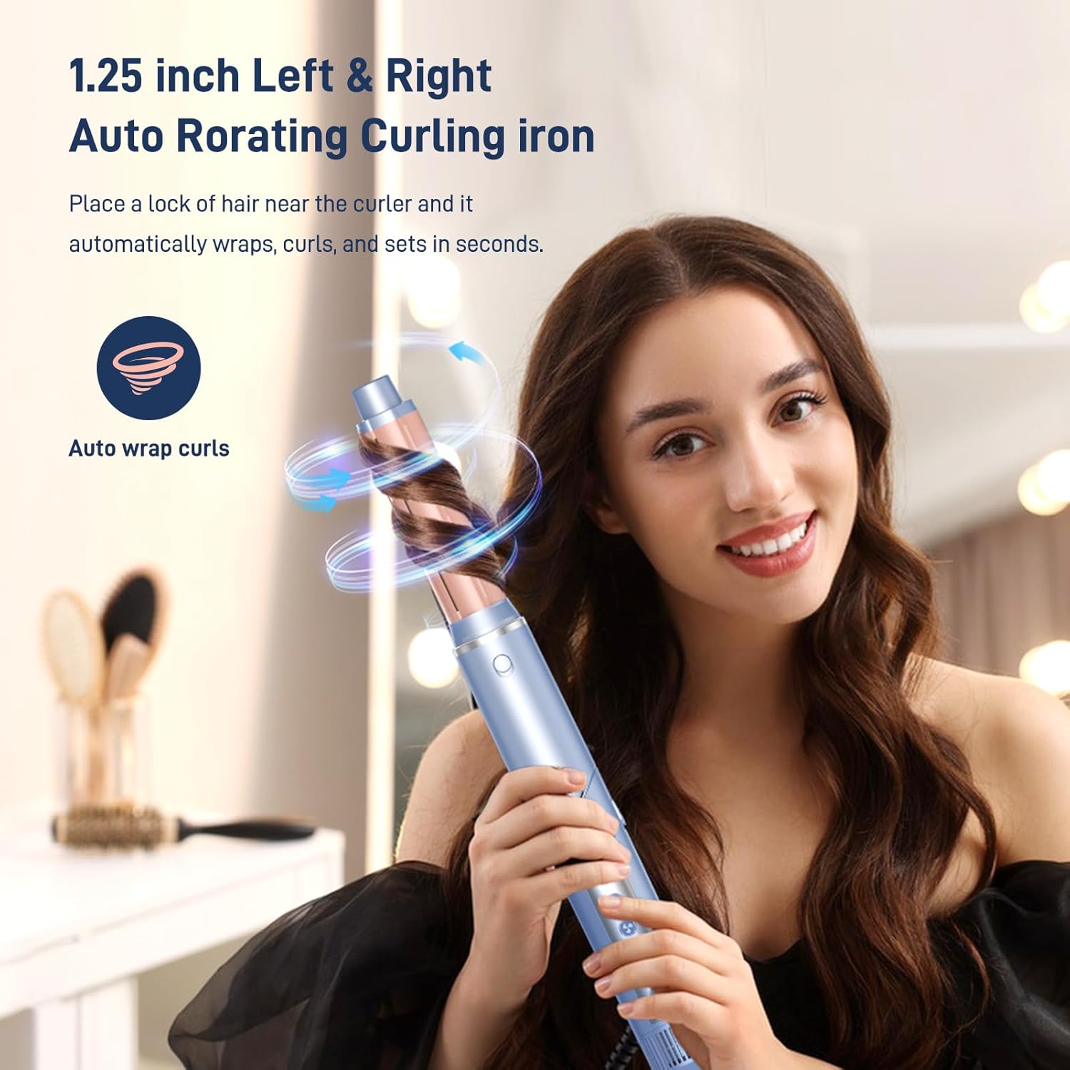 Hot Air Multi-Styler - 5 in 1 Professional Hair Wrap Styler Set with Air Curlers, Hair Dryer Brush, Straightener, Concentrator for Fast Drying Curling Straightening, Travel Case Included4