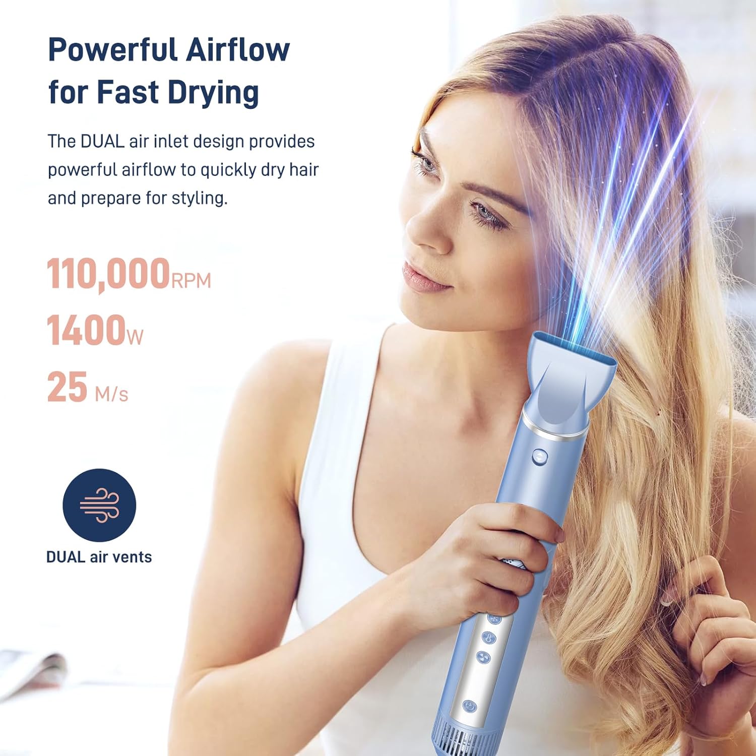 Hot Air Multi-Styler - 5 in 1 Professional Hair Wrap Styler Set with Air Curlers, Hair Dryer Brush, Straightener, Concentrator for Fast Drying Curling Straightening, Travel Case Included9
