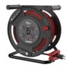 Husky EM-HSK-750N 75 ft. 12/3 13 Amp Retractable Extension Cord Reel with 4 Grounded Outlets Black