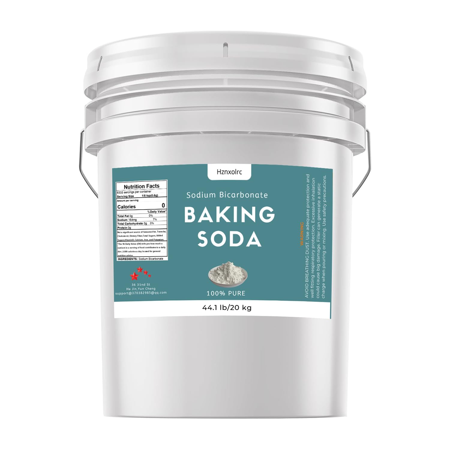 Hznxolrc 44.1 lb Sodium Bicarbonate Powder, Premium Baking Soda Powder Bulk, 100% Pure, Used for Bread, Cookies and Other Baked Goods, Also Can Clean and Deodorize Hznxolrc 44.1 lb Sodium Bicarbonate Powder, Premium Baking Soda Powder Bulk, 100% Pure, Used for Bread, Cookies and Other Baked Goods, Also Can Clean and Deodorize