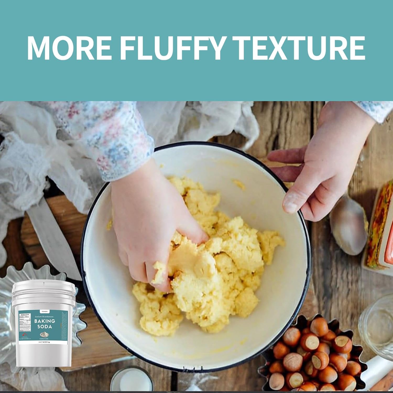 Hznxolrc 44.1 lb Sodium Bicarbonate Powder, Premium Baking Soda Powder Bulk, 100% Pure, Used for Bread, Cookies and Other Baked Goods, Also Can Clean and Deodorize1