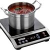 Induction Cooktop, Commercial Grade Portable Cooker, Large 8” Heating Coil, 18/10 Stainless Steel Countertop Burner with NSF Certified, 10 Hours Timer, Powerful 1800W Professional Hot Plate
