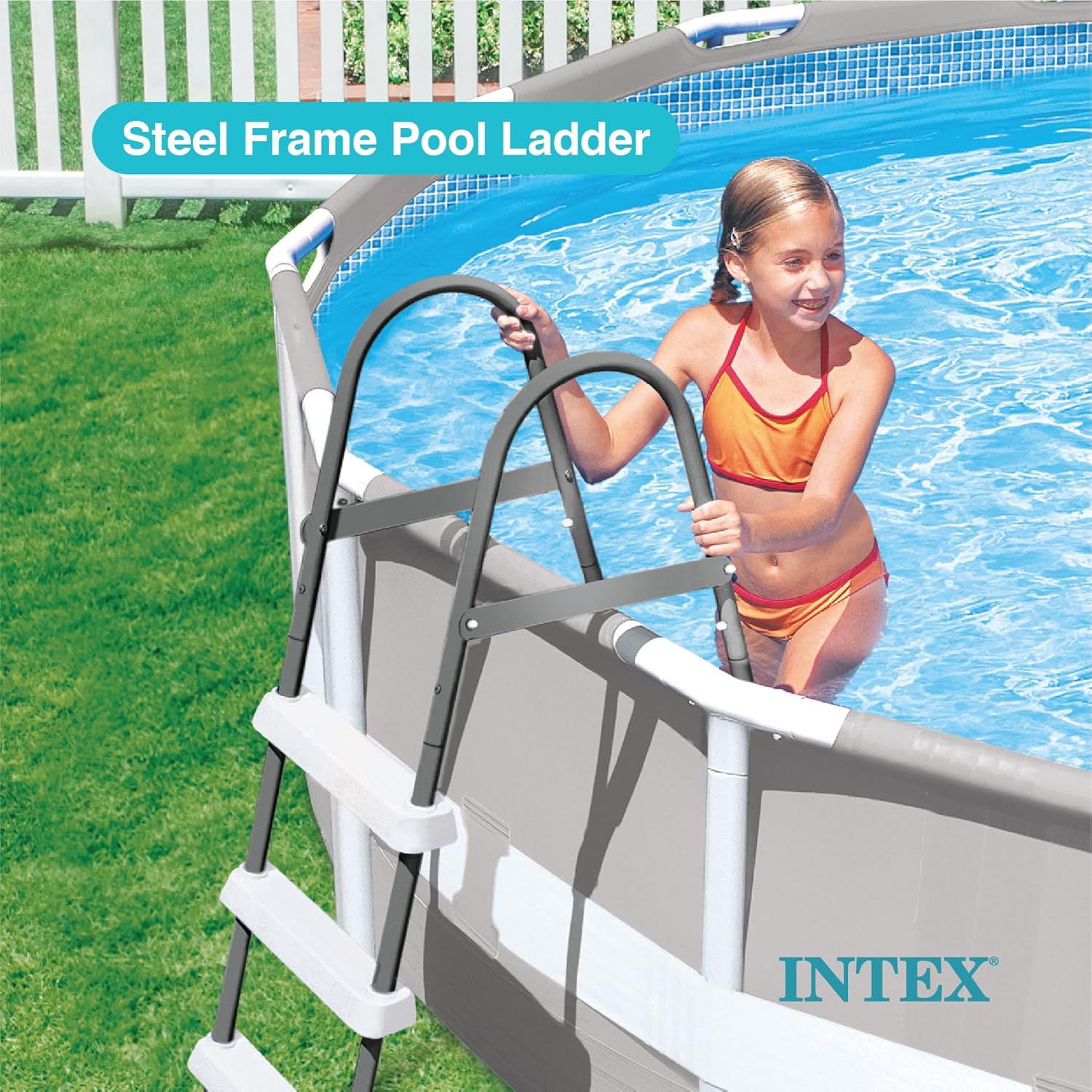 Intex Above Ground Steel Frame Swimming Pool Ladder for 42-in. Wall Height Pools1
