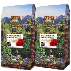 Java Planet Low Acid Coffee, Organic Colombian Single Origin: Whole Bean Medium Dark Roast - Smooth Full Flavored Coffee Bean, Two 1LB Bags