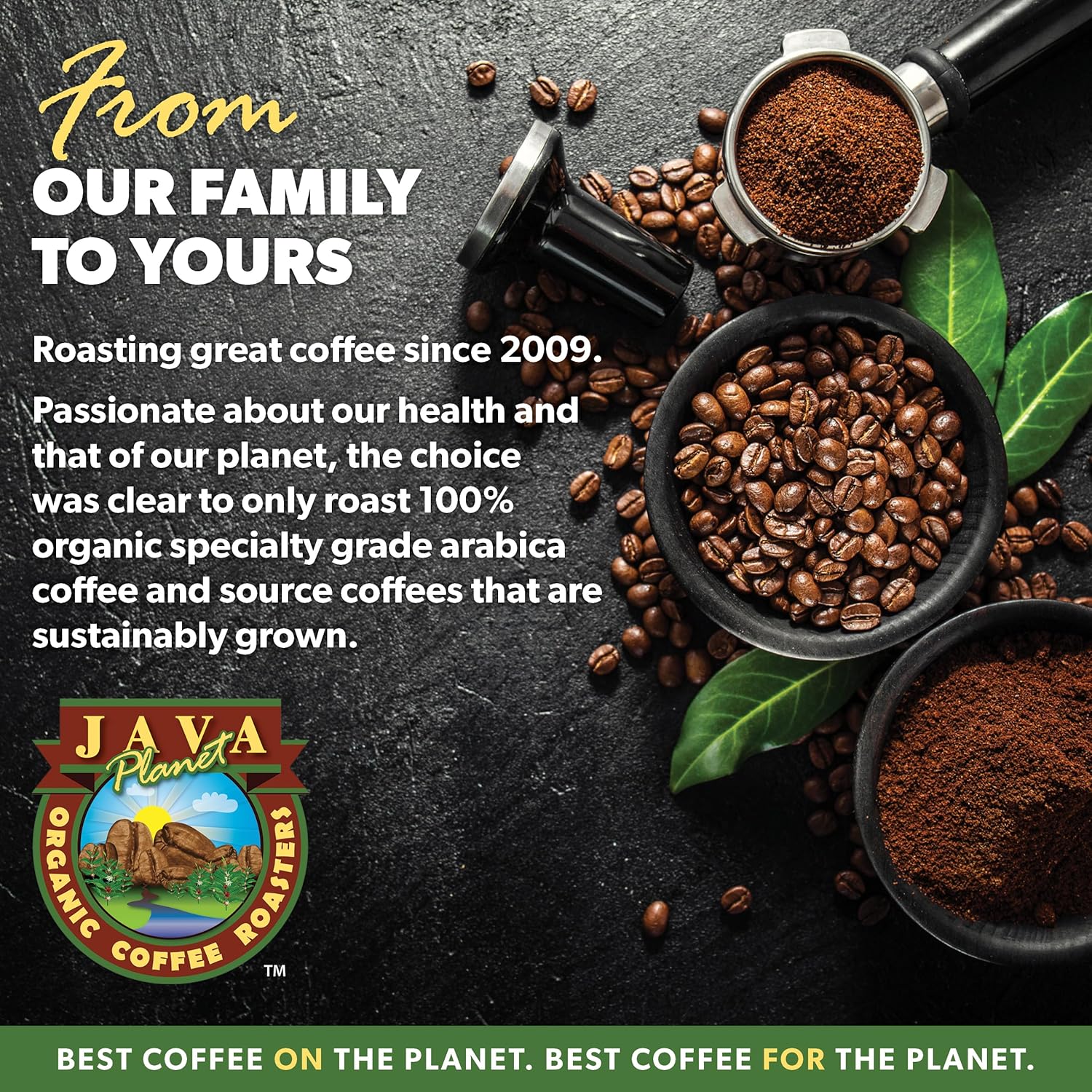Java Planet Organic, Water Process Decaf Peru, Smooth Full Flavored Organic Coffee Beans, Low Acid, Whole Bean Coffee, Two 1 LB Bags6