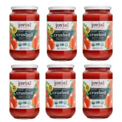 Jovial Crushed Tomatoes - Organic Tomatoes, Non-GMO, USDA Certified Organic, No Additives, BPA-Free, No Added Sugar, No Salt Added, Recyclable Glass, Made in Italy - 18.3 Oz, 6 Pack