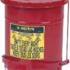 Justrite 09300 Oil Waste Can, Self-Closing, 10 Gal, Red