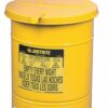 Justrite 09711 Oil Waste Can, Manual-Closing, 21 Gal, Yellow