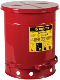 Justrite 10 Gallon Galvanized Steel Oily Waste Can, 18