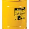Justrite 10 Gallon Galvanized Steel Oily Waste Can, 18" x 14" Metal Oil Rag Safety Can with Hand Operated Self-Closing Lid for Oil Rag Disposal, Made in The USA, Yellow, 09311