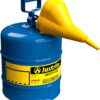 Justrite 5 Gallon Type I Blue Safety Can for Kerosene with Flame Arrester, Self-Closing Lid, and Funnel, Made in the USA, Galvanized Steel Flammable Storage Can, 7150310