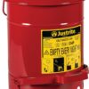 Justrite 6 Gallon Galvanized Steel Oily Waste Can, 16" x 12" Metal Oil Rag Safety Can With Foot Operated Self-Closing Lid for Oil Rag Disposal, Made in the USA, Red, 09100