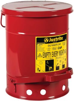 Justrite 6 Gallon Galvanized Steel Oily Waste Can, 16