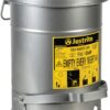 Justrite 6 Gallon Galvanized Steel Oily Waste Can, 16" x 12" Metal Oil Rag Safety Can with Quiet Foot Operated Self-Closing Lid for Oil Rag Disposal, Made in The USA, Silver, 09104