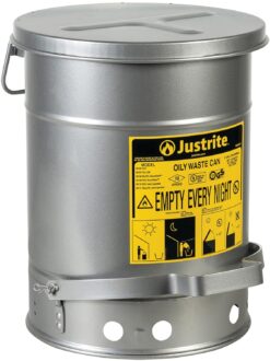 Justrite 6 Gallon Galvanized Steel Oily Waste Can, 16