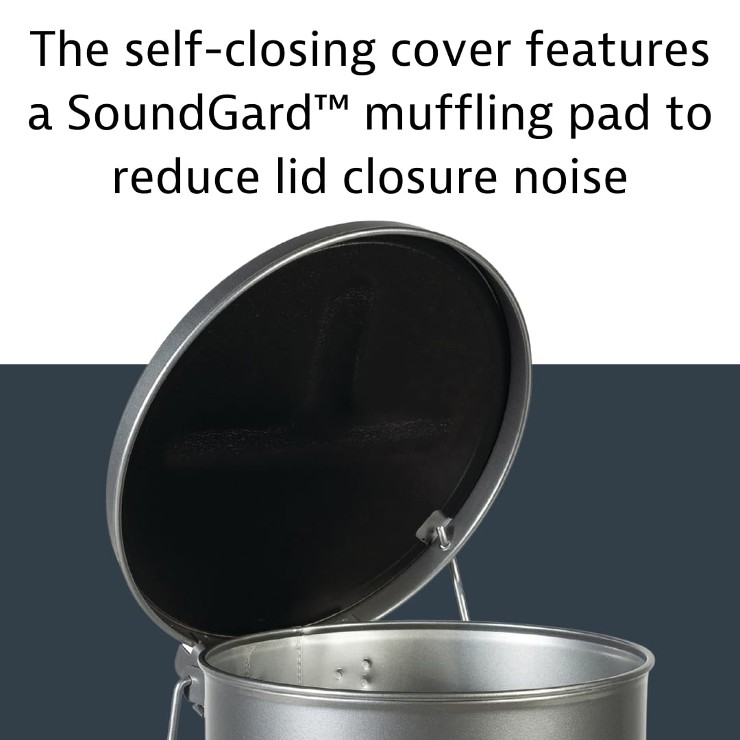 Justrite 6 Gallon Galvanized Steel Oily Waste Can, 16 x 12 Metal Oil Rag Safety Can with Quiet Foot Operated Self-Closing Lid for Oil Rag Disposal, Made in The USA, Silver, 091046