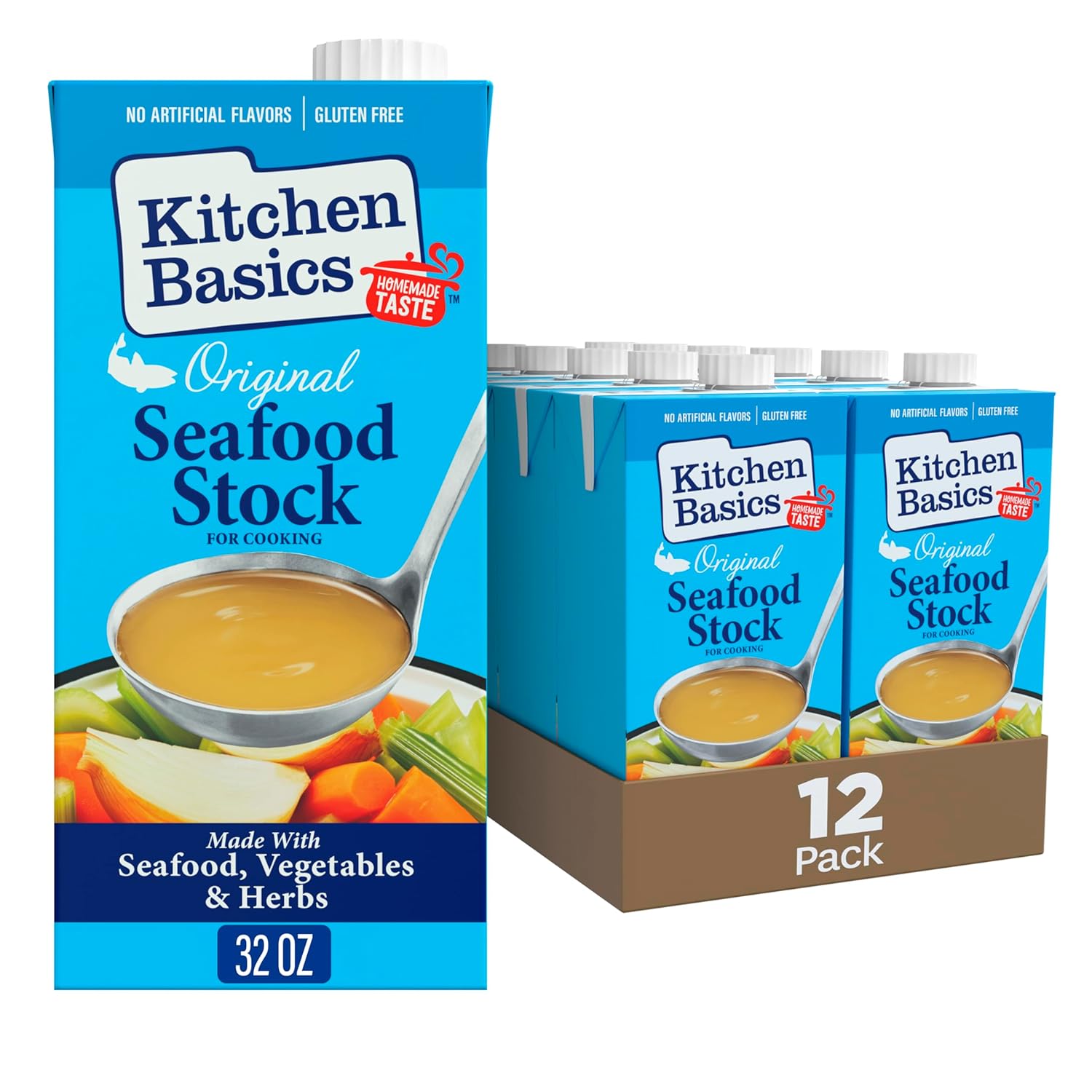 Kitchen Basics Original Seafood Stock, 32 oz (Pack of 12) No Artificial Flavors and Gluten Free Kitchen Basics Original Seafood Stock, 32 oz (Pack of 12) | No Artificial Flavors and Gluten Free