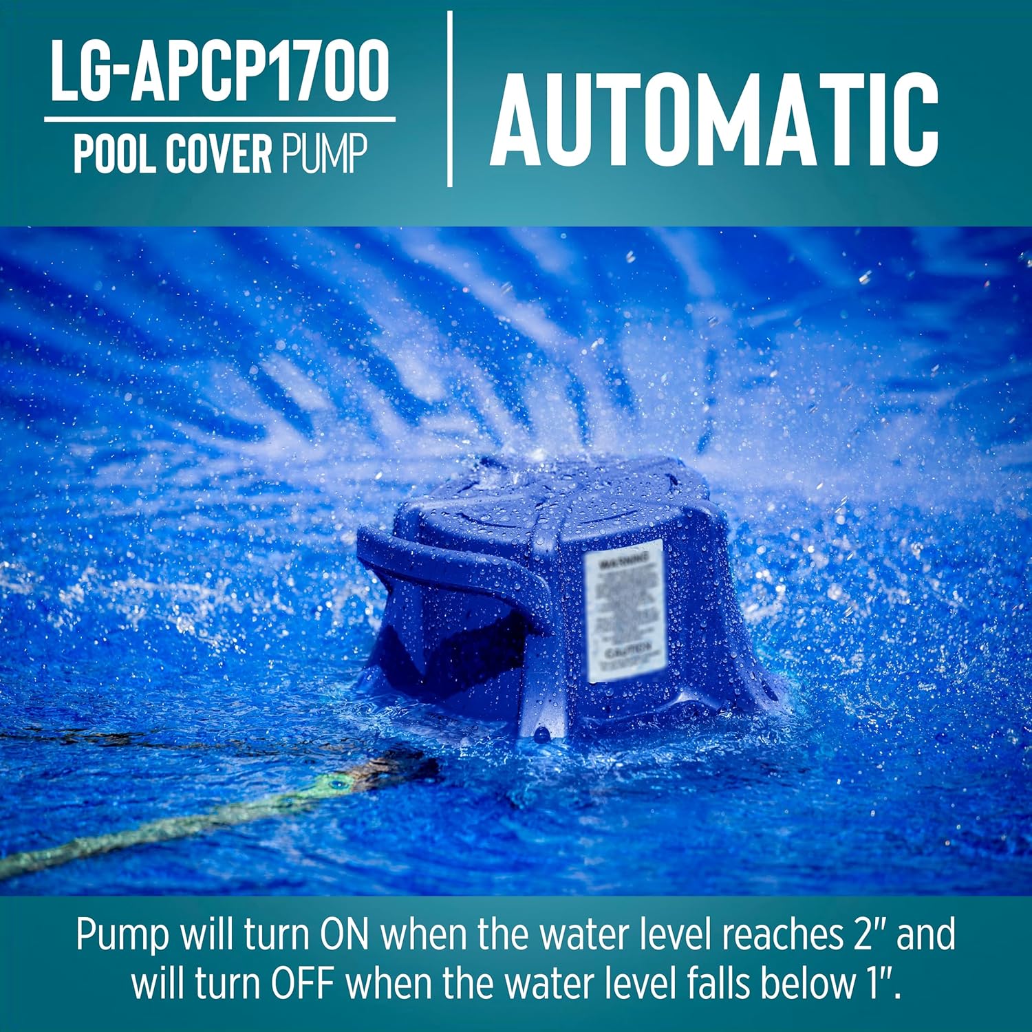 Little Giant Select Series LG-APCP1700 1 3 HP, 1745 GPH, Automatic, Submersible, Swimming Pool Cover Pump with 25-Ft. Cord, Dark Blue, 149426914