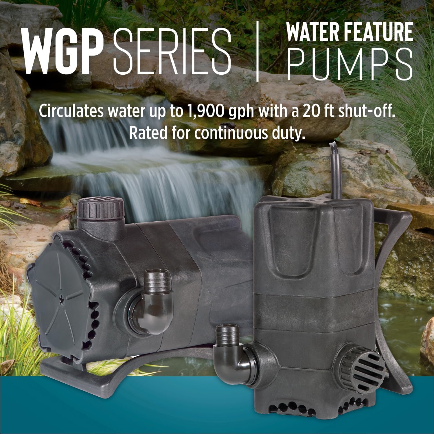 Little Giant WGP-65-PW 115 Volt, 1900 GPH Dual Discharge Direct Drive Submersible Waterfall and Pond Pump, Black, 5664094