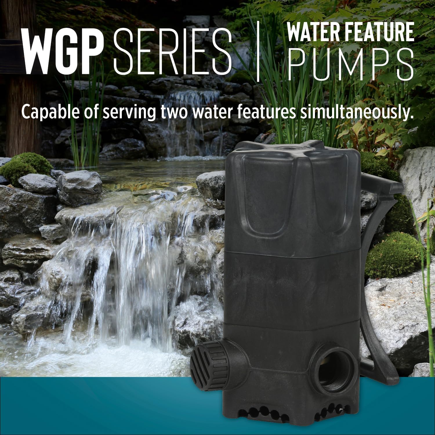 Little Giant WGP-65-PW 115 Volt, 1900 GPH Dual Discharge Direct Drive Submersible Waterfall and Pond Pump, Black, 5664095