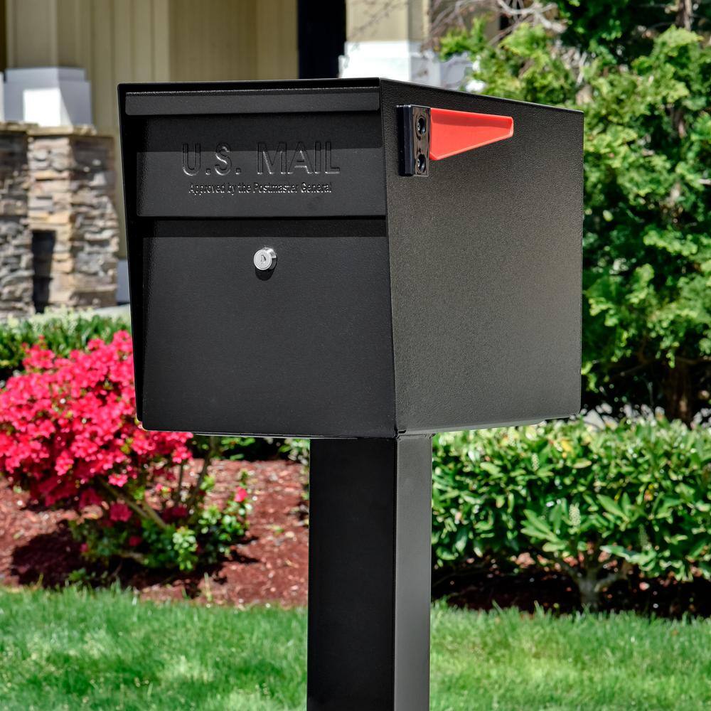 Mail Boss 7121 Galvanized Steel In-Ground Mailbox Post in Black2