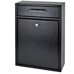 Mail Boss 7412 Olympus Locking Wall-Mount Drop Box with High Security Reinforced Patented Locking System, Black