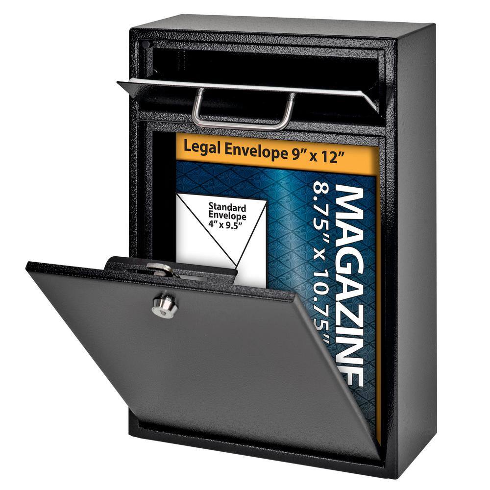 Mail Boss 7412 Olympus Locking Wall-Mount Drop Box with High Security Reinforced Patented Locking System, Black5