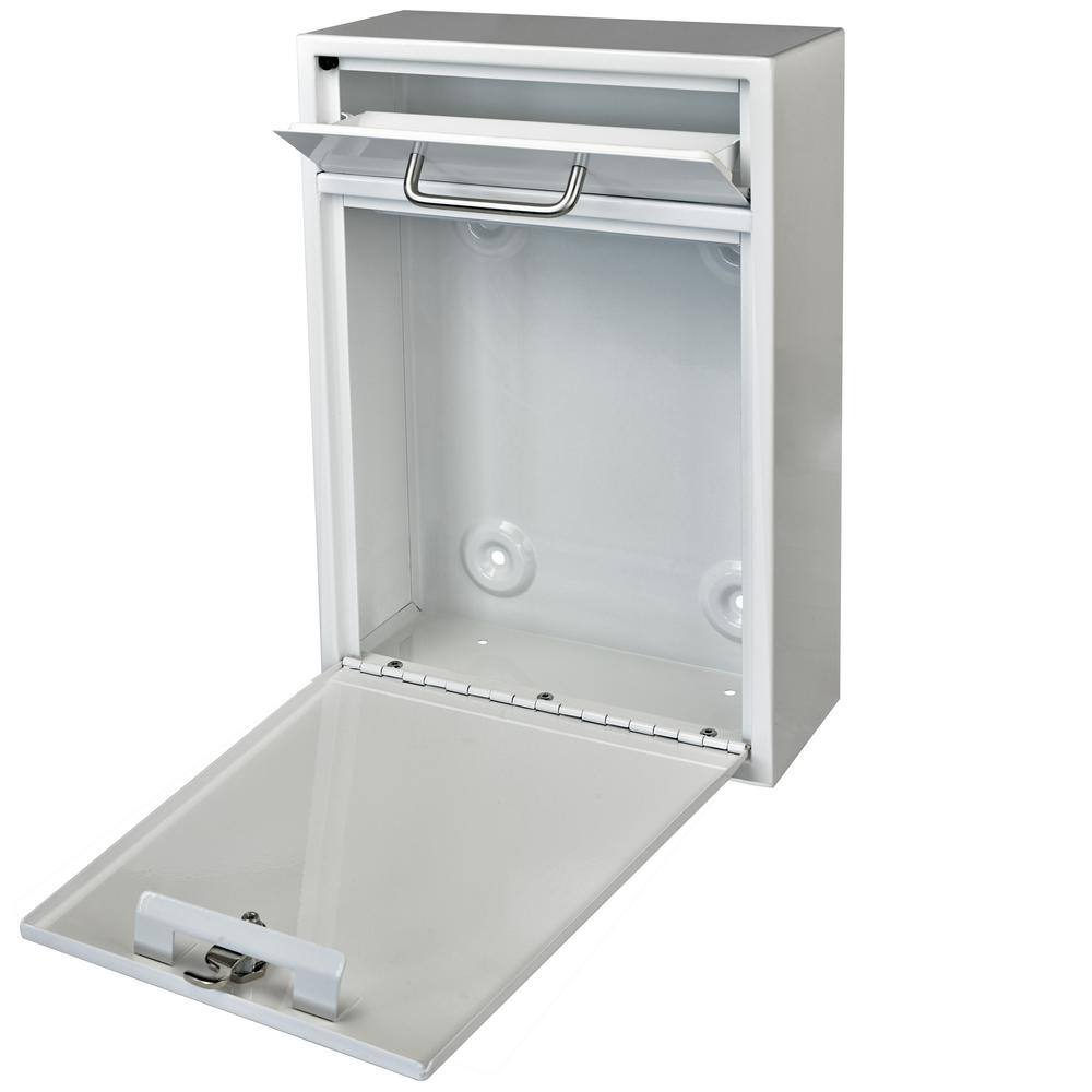 Mail Boss 7420 Olympus Locking Wall-Mount Drop Box Mailbox with High Security Reinforced Patented Locking System, Alpine White7