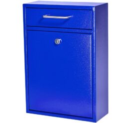 Mail Boss 7424 Olympus Locking Wall-Mount Drop Box With High Security Reinforced Patented Locking System, Bright Blue