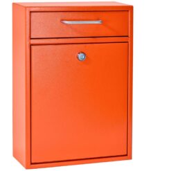 Mail Boss 7425 Olympus Locking Wall-Mount Drop Box With High Security Reinforced Patented Locking System, Bright Orange