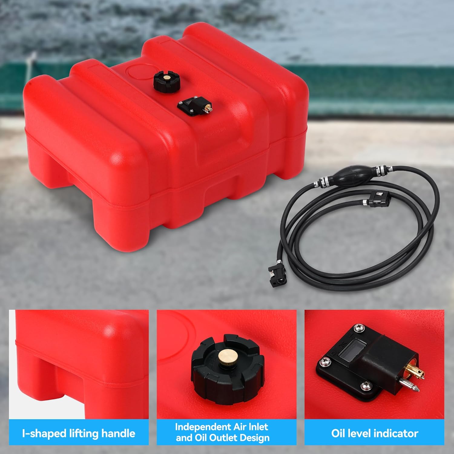 Marine Tank, 12 Gallon Marine Portable Tank Outboard Marine Boat Tank With Line, I-Shaped Handle, Easy to Carry1